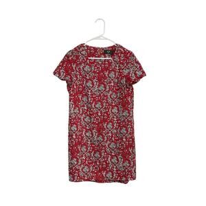AX Paris Red Shift Mini Dress Size 12 Large Short Sleeve Allover Print